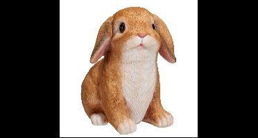 Home & Styling Decoratie paashaas / konijn - hangoren - bruin - polystone - 13 cm - zittend