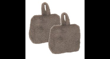 Home & Styling Fake Fur Deurstopper - 2x - 1 kg - grijs - stof - gewicht - 7 x 17 cm - deurstop
