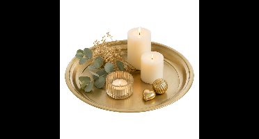 Home & Styling Onderbord / kaarsenbord - goud - metaal - 36 cm - decoratie dienblad
