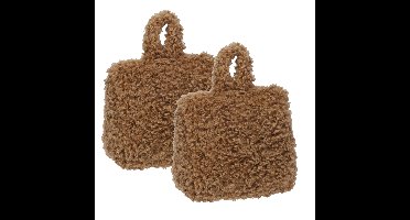 Home & Styling Teddy Deurstopper - 2x - 1 kg - taupe - stof - gewicht - 7 x 17 cm - deurstop