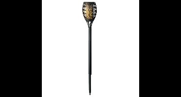 Horror decoratie solar LED vlam tuinfakkel zwart 61 cm
