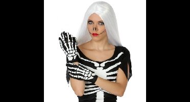 Horror skelet handshoenen zwart/wit voor dames