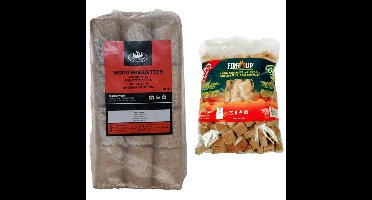 Houtbriketten - 10 kilo - kachel/openhaard - incl 192x aanmaakblokjes