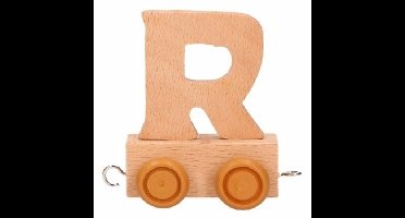 Houten Lettertrein letter R - handgemaakt - naam trein - 5 x 6 cm