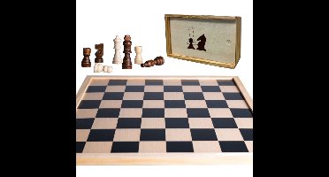 Houten schaakbord/dambord van 40 x 40 cm - met 32x stuks schaakstukken - Schaakspel