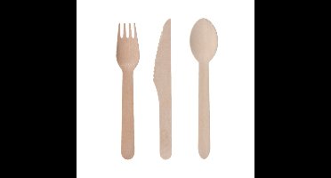 Houten wegwerp party/bbq bestek sets voor 120x personen messen/vorken/lepels van 16 cm