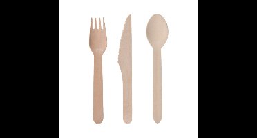 Houten wegwerp party/bbq bestek sets voor 40x personen messen/vorken/lepels van 16 cm