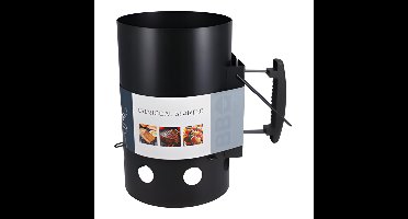 Houtskoolaansteker - metaal - 31 x 20 cm - zwart - BBQ starter - briketten aansteken