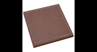 H&S Collection Glazen onderzetters - 4x stuks - bruin - kunstleder - 10 cm