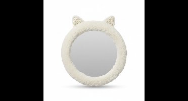 H&S Collection Spiegel Dier / Wandspiegel - rond - 31 cm - kinderkamer - wit - met oortjes