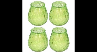 H&S Collection windlicht - 4x - groen - glas - citrus geur - 48 branduren - geurkaars