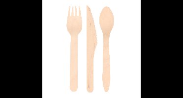Humbert wegwerp bestek - hout - 150 delig - wegwerp - lepels - messen - vorken - 18 cm