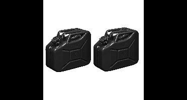 Jerrycan - Set van 2x stuks - metaal - 10L - zwart - geschikt voor benzine / diesel
