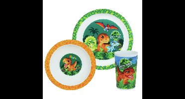 Jurassic World dinosaurus servies setje - 3-delig - kunststof - kinderen - ontbijset
