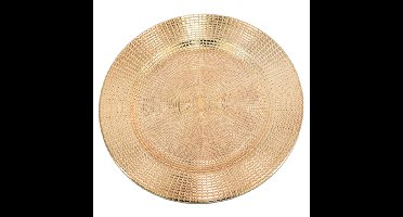 Kaarsenbord/onderbord - rond - goud - kunststof - D33 cm