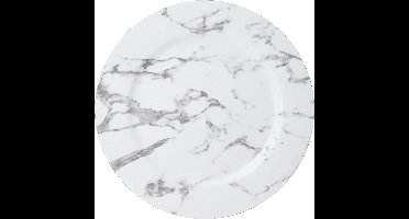 Kaarsenbord/onderbord - wit marmer look - kunststof - D33 cm