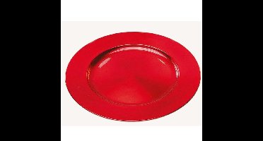 Kaarsenbord - rood - D33 cm - rond - kunststof - kaarsenplateau - onderbord - kaarsen dienblad