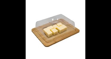 Kaas serveerplankje met stolp - bamboe hout - kaasstolp - 26 x 21 cm - kaasplankje