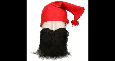 Kabouter/dwerg verkleed set - kaboutermuts met zwarte baard - polyester - volwassenen