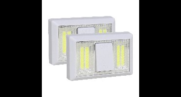 Kastlampen - 2x - schakelaar - LED lampen - wit - 11 x 7.5 cm