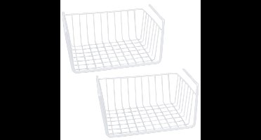 Kastmandje - 4x - wit - metaal - 37 x 25 x 11 cm - opberg hangmand