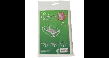 Kattenbak afvalzakken - 10x stuks - wit - 50 x 20 x 37 cm - plastic - kattenbakzakken