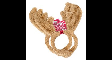 Kerst diadeems/haarbanden - 2x - rendier gewei - bruin - nep bont - voor kinderen