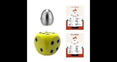 Kerst Dobbelspel - A4 papier - XL foam dobbelsteen geel - kookwekker