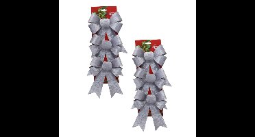 Kerst ornamenten strikken - 6x st - zilver - 15 x 24 cm - kerstboomstrikjes