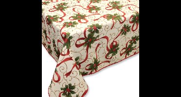 Kerst tafelkleed creme met kerstprint 150 x 200 cm