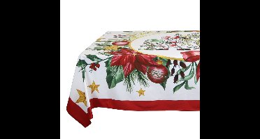 Kerst tafelkleed/tafellaken - rood - kerstprint - 150 x 200 cm - rechthoekig