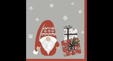 Kerst thema servetten - 60x st - 33 x 33 cm - gnoom/kerstman