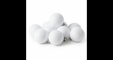 Kerstballen - 6x st - wit - glitters - D6 cm - kunststof - kerstversiering
