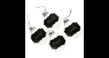 Kerstballen met eigen naam - 4x st - 10 cm - kunststof - kerstballen met krijtvlak