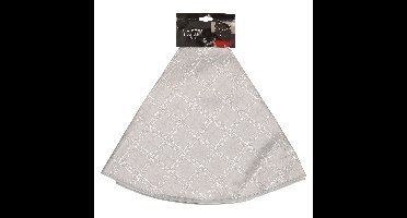 Kerstboomrok/kerstboomkleed - zilver met glitters - D90 cm - polyester