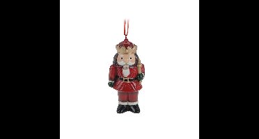 Kersthanger notenkraker - rood - 8 cm - keramiek - kerstornament - kerstboomversiering