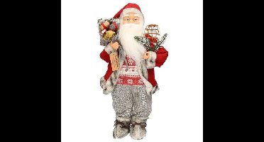 Kerstman pop - 46 cm - kunststof/textiel - staand - kerst decoratie figuur