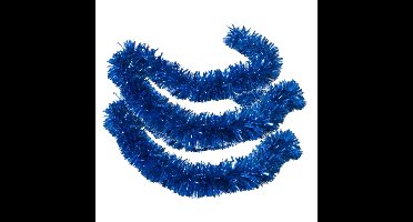Kerstslingers - 2x stuks - glitter blauw - folie lametta - 180 x 12 cm - extra brede slinger/kerstbo