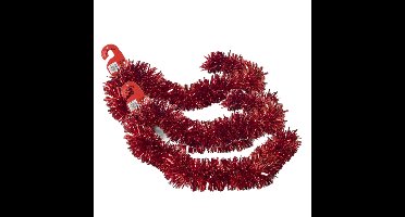 Kerstslingers - 2x stuks - glitter rood - folie - 180 x 12 cm - extra brede slinger/kerstboom versie