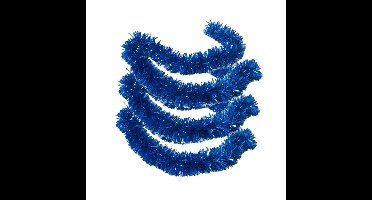Kerstslingers - 3x stuks - glitter blauw - folie lametta - 180 x 12 cm - extra brede slinger/kerstbo