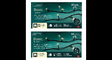 Kerstverlichting - 2x - 80 led lampjes - warm wit - 6 meter - zwart snoer - lichtsnoer