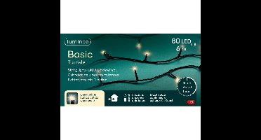 Kerstverlichting - 80 led lampjes - warm wit - 6 meter - zwart snoer - lichtsnoer