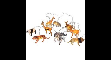 Kerstverlichting lichtsnoer - safari dieren - 170 cm - batterij - warm wit -10 led lampjes