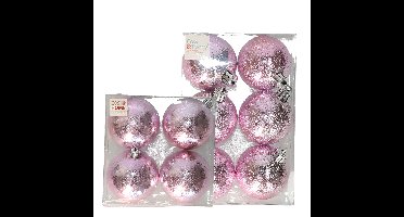 Kerstversiering set circel-motief kerstballen roze 6 - 8 cm - pakket van 20x stuks