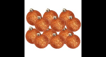 Kerstversiering set glitter kerstballen oranje 6 - 8 cm - pakket van 30x stuks