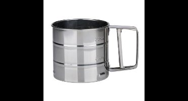 Keuken meel/poedersuiker zeef - met handvat/knijper - zilver - RVS