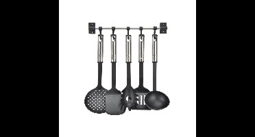 Keukengerei - met ophang stang - 6-Delig - RVS - keukenhulp set - accessoires - keukenrekje