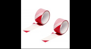 Kinzo Markeerlint - Set van 2x stuks - 25 meter - rood/wit - afzetlint - 4,8 cm breed