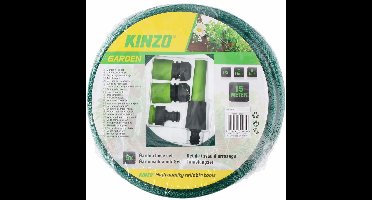 Kinzo Tuinslang - met opzetstukken en spuit - 15 meter - 14 mm - 6 bar