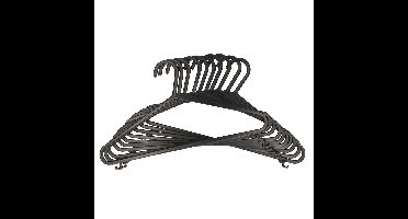 Kledinghangers met broekstang - 20x - kunststof - zwart - 36 x 21 cm